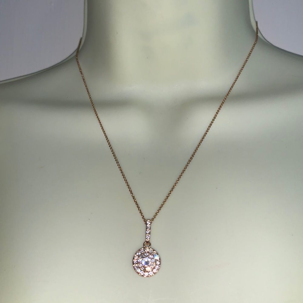 Circle rhinestone pendant gold necklace‎